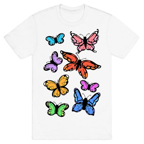 Hidden Penis Butterflies Pattern T-Shirt